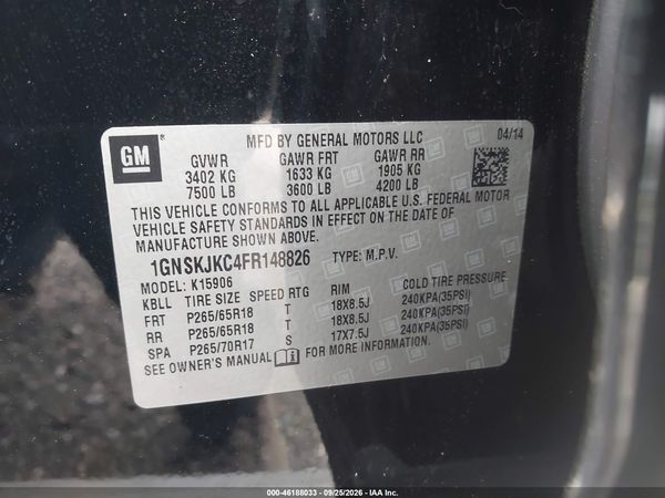 2015 CHEVROLET SUBURBAN LT — I9