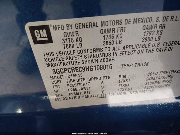 2017 CHEVROLET SILVERADO 1500 1LT — I9