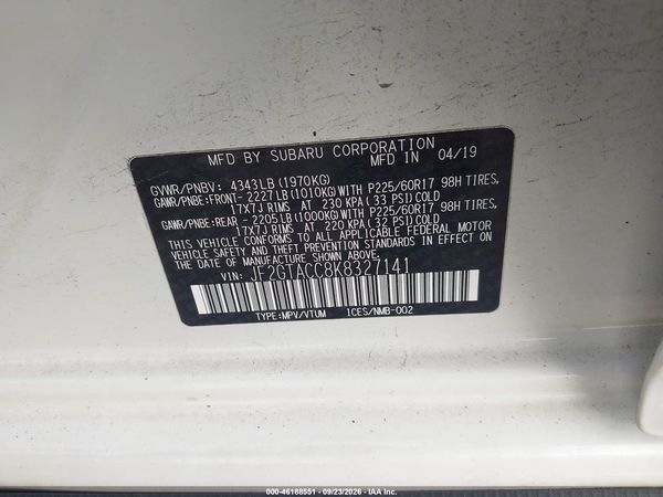 2019 SUBARU CROSSTREK 2.0I PREMIUM — I9