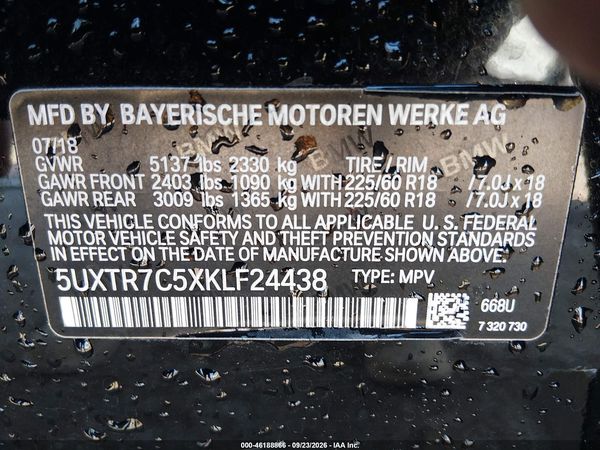 2019 BMW X3 SDRIVE30I — I9