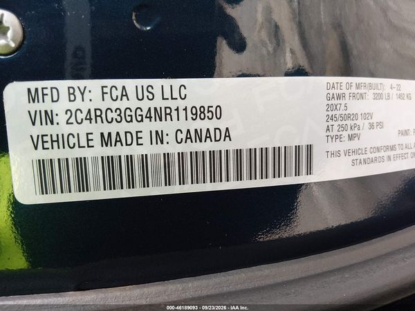 2022 CHRYSLER PACIFICA LIMITED AWD — I9