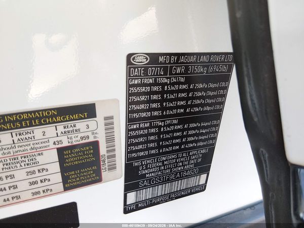 2014 LAND ROVER RANGE ROVER 5.0L V8 SUPERCHARGED — I9