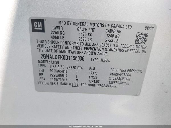 2013 CHEVROLET EQUINOX 1LT — I9