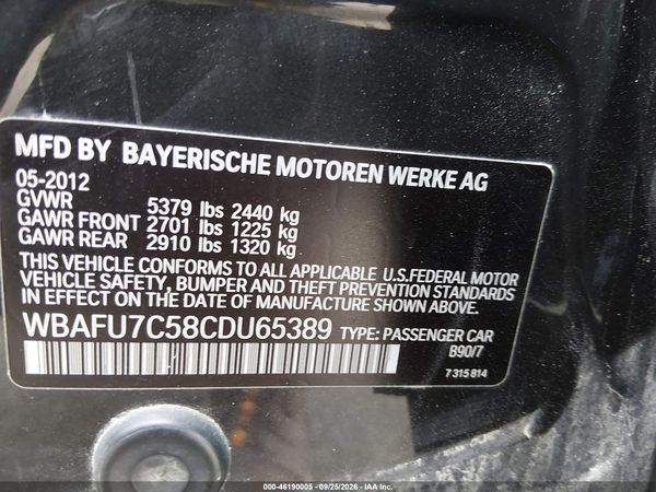 2012 BMW 5 SERIES 535I XDRIVE — I9