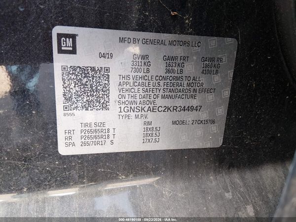 2019 CHEVROLET TAHOE LS — I9