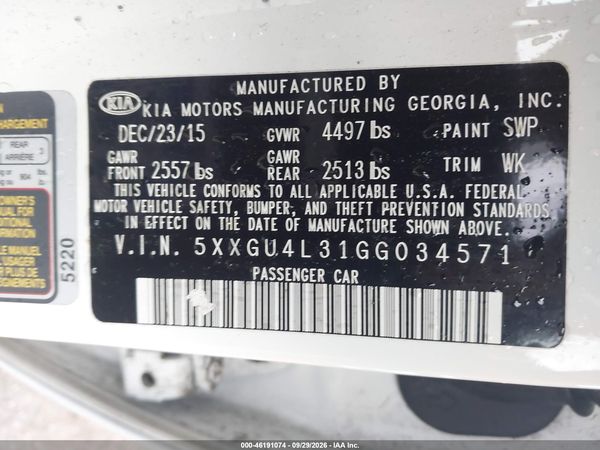 2016 KIA OPTIMA EX — I9