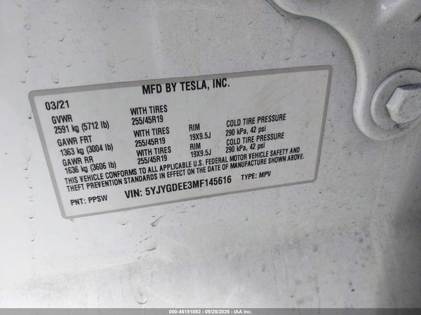2021 TESLA MODEL Y — I9