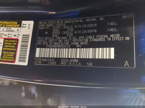 2021 TOYOTA HIGHLANDER XLE — I9