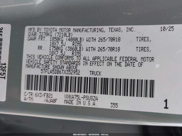 2026 TOYOTA TUNDRA SR5 CREWMAX 5.5' BED — I9
