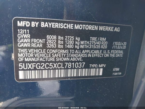 2012 BMW X6 35I — I9