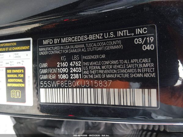 2019 MERCEDES-BENZ C 300 4MATIC — I9