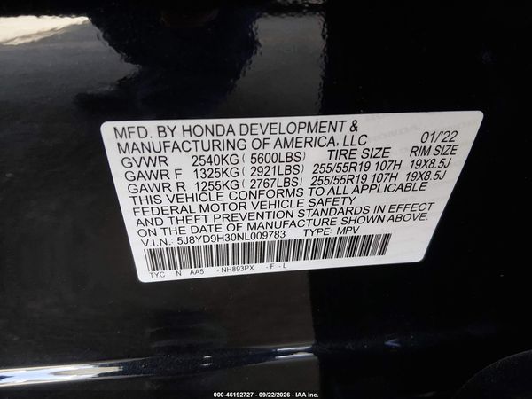 2022 ACURA MDX STANDARD — I9