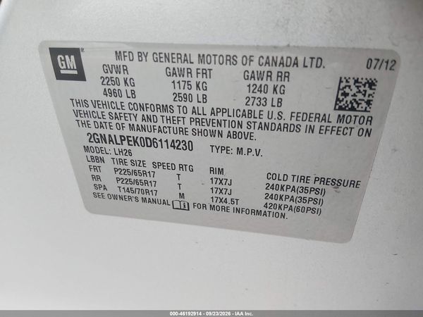 2013 CHEVROLET EQUINOX 2LT — I9