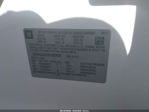 2017 CHEVROLET EQUINOX LT — I9