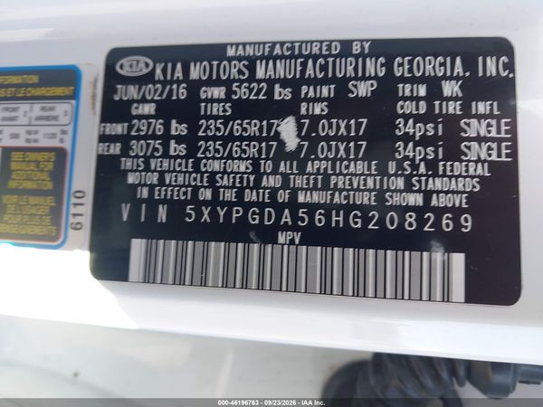 2017 KIA SORENTO 3.3L LX — I9