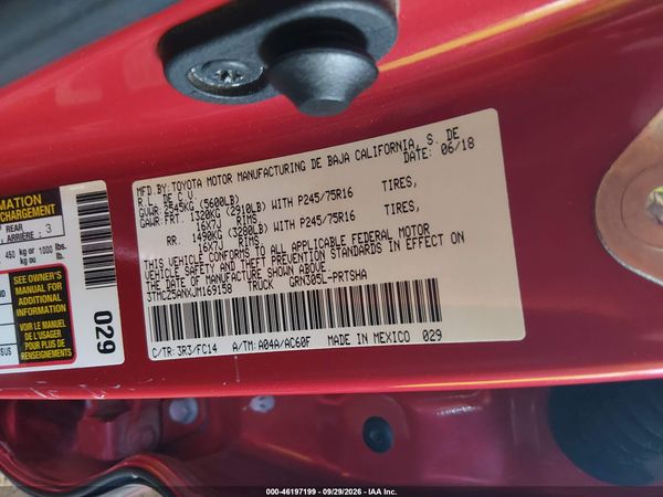 2018 TOYOTA TACOMA SR5 V6 — I9
