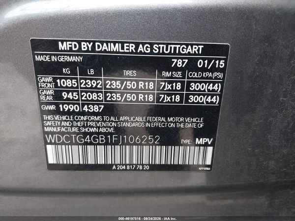 2015 MERCEDES-BENZ GLA 250 4MATIC — I9