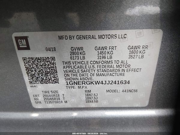 2018 CHEVROLET TRAVERSE 1LT — I9