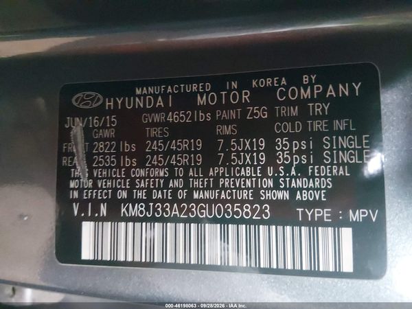 2016 HYUNDAI TUCSON LIMITED — I9