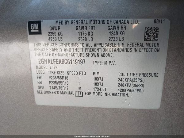 2012 CHEVROLET EQUINOX LTZ — I9