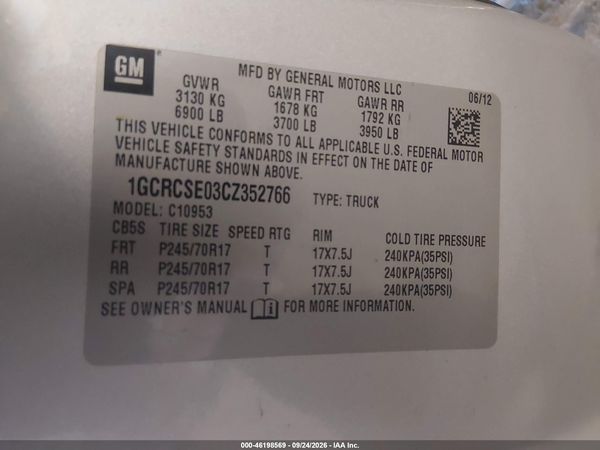 2012 CHEVROLET SILVERADO 1500 LT — I9