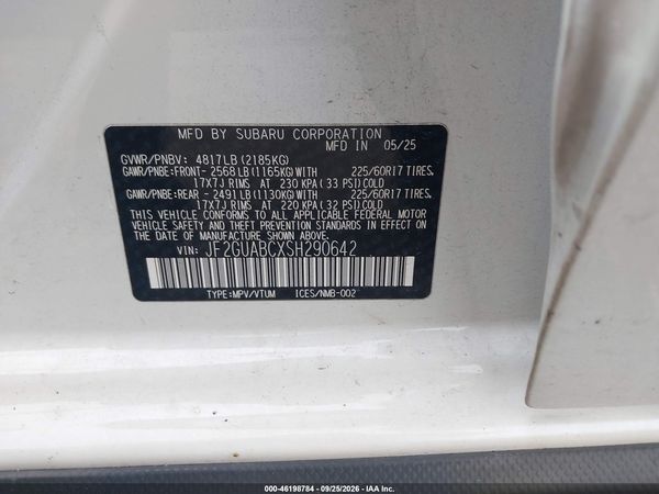 2025 SUBARU CROSSTREK Base — I9