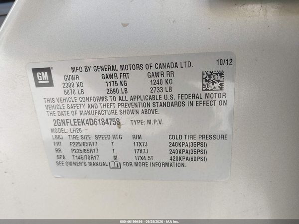 2013 CHEVROLET EQUINOX 1LT — I9