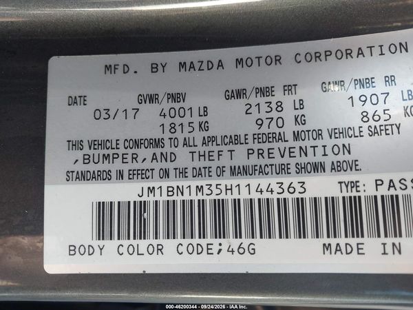 2017 MAZDA MAZDA3 GRAND TOURING — I9
