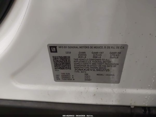 2020 CHEVROLET EQUINOX AWD LT 1.5L TURBO — I9