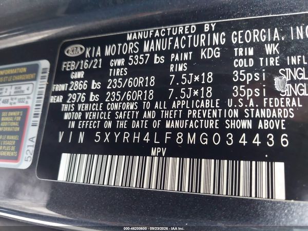 2021 KIA SORENTO EX — I9