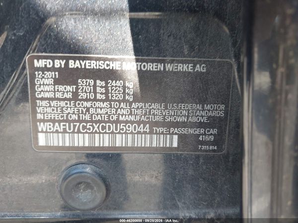 2012 BMW 5 SERIES 535I XDRIVE — I9