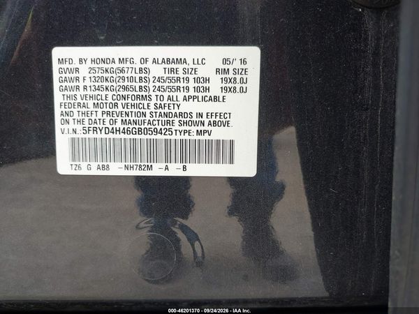 2016 ACURA MDX — I9