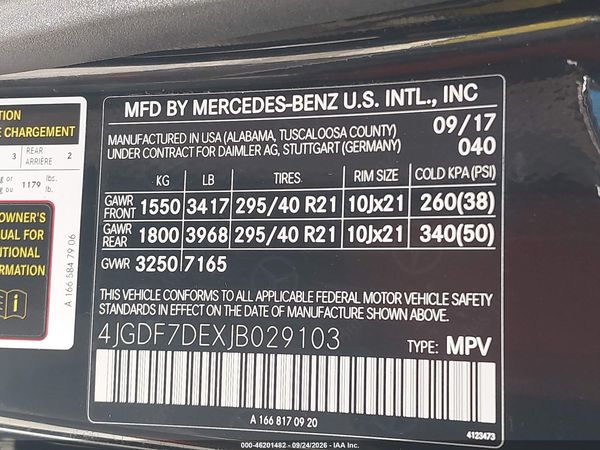2018 MERCEDES-BENZ GLS 550 4MATIC — I9