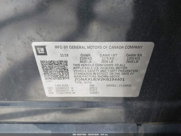 2019 CHEVROLET EQUINOX LT — I9