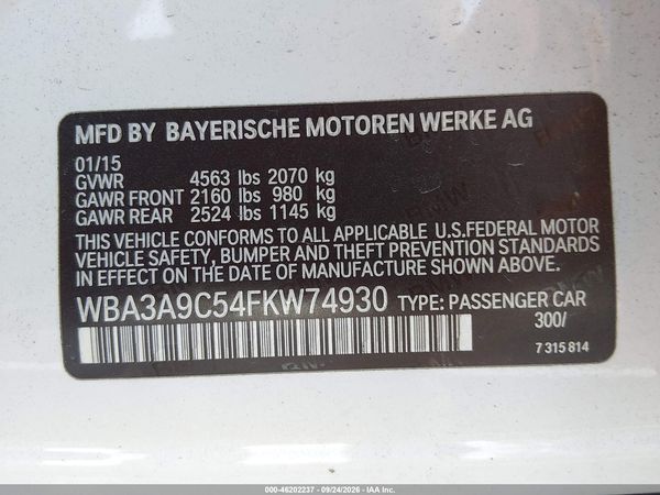 2015 BMW 3 SERIES 335I — I9