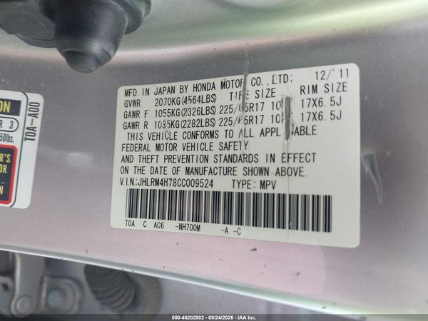 2012 HONDA CR-V EX-L — I9