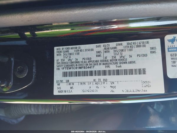 2021 FORD F-150 XL — I9