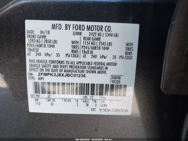 2018 FORD EDGE SEL — I9