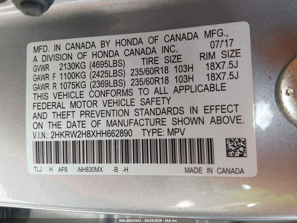 2017 HONDA CR-V EX-L/EX-L NAVI — I9