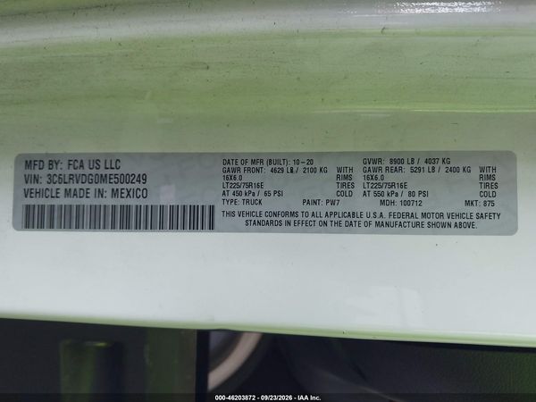2021 RAM PROMASTER HIGH ROOF — I9