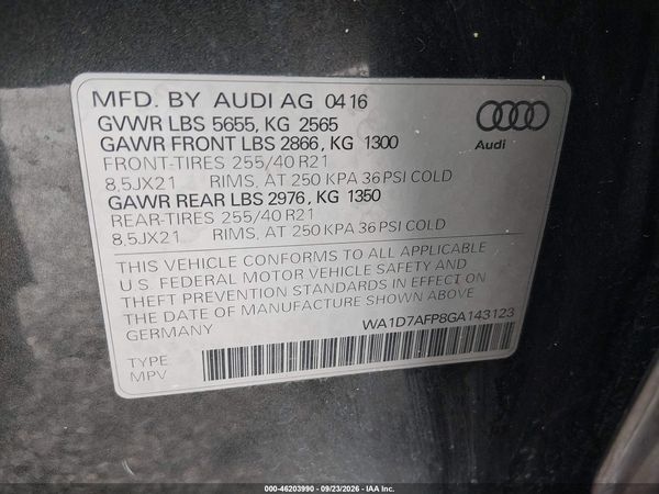 2016 AUDI Q5 3.0T PREMIUM PLUS — I9