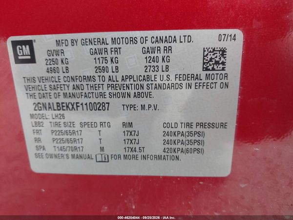 2015 CHEVROLET EQUINOX 1LT — I9