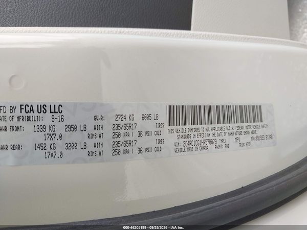 2017 CHRYSLER PACIFICA LX — I9