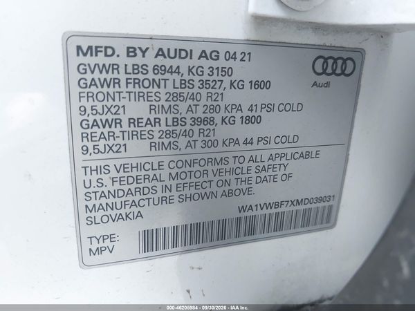 2021 AUDI SQ7 — I9
