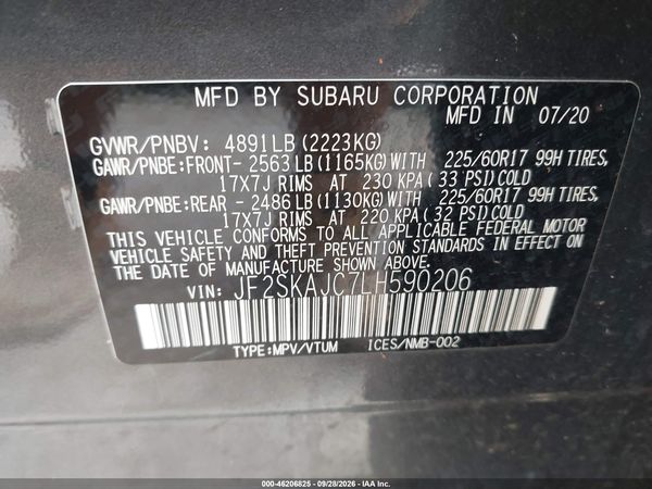 2020 SUBARU FORESTER PREMIUM — I9
