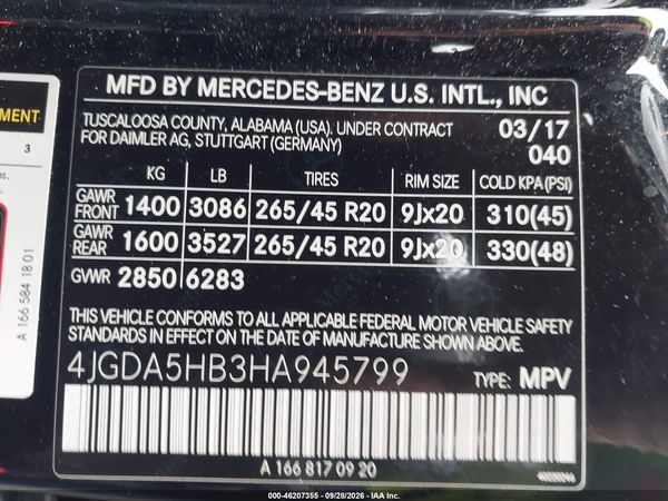 2017 MERCEDES-BENZ GLE 350 4MATIC — I9