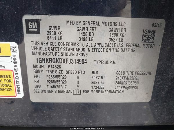 2015 CHEVROLET TRAVERSE 1LT — I9