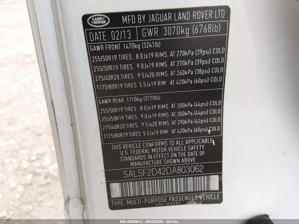 2013 LAND ROVER RANGE ROVER SPORT — I9