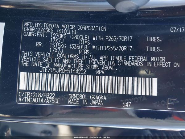 2017 TOYOTA 4RUNNER SR5 — I9
