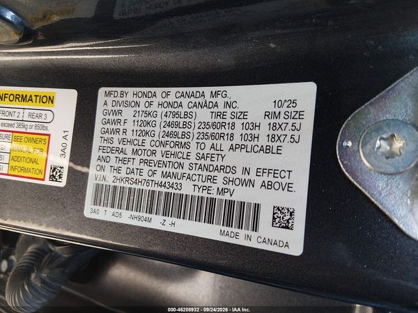 2026 HONDA CR-V EX-L AWD — I9